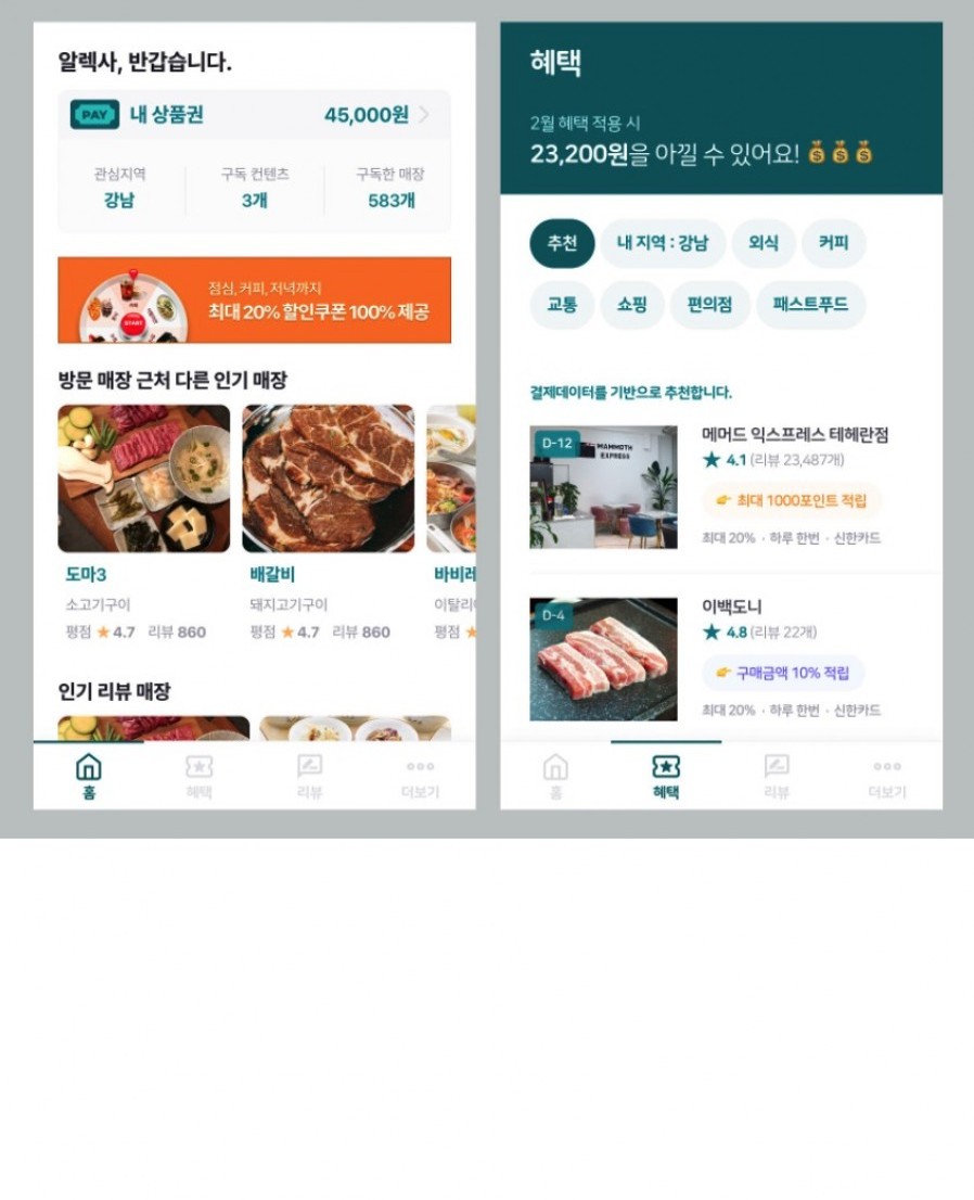 [한국신용데이터] 마이데이터 기반 맞춤형 동네 맛집 정보 서비스